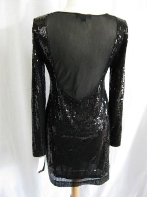 Black Long Dress on Black Sequin Long Sleeve Open Back Rampage Cocktail Dress   Split